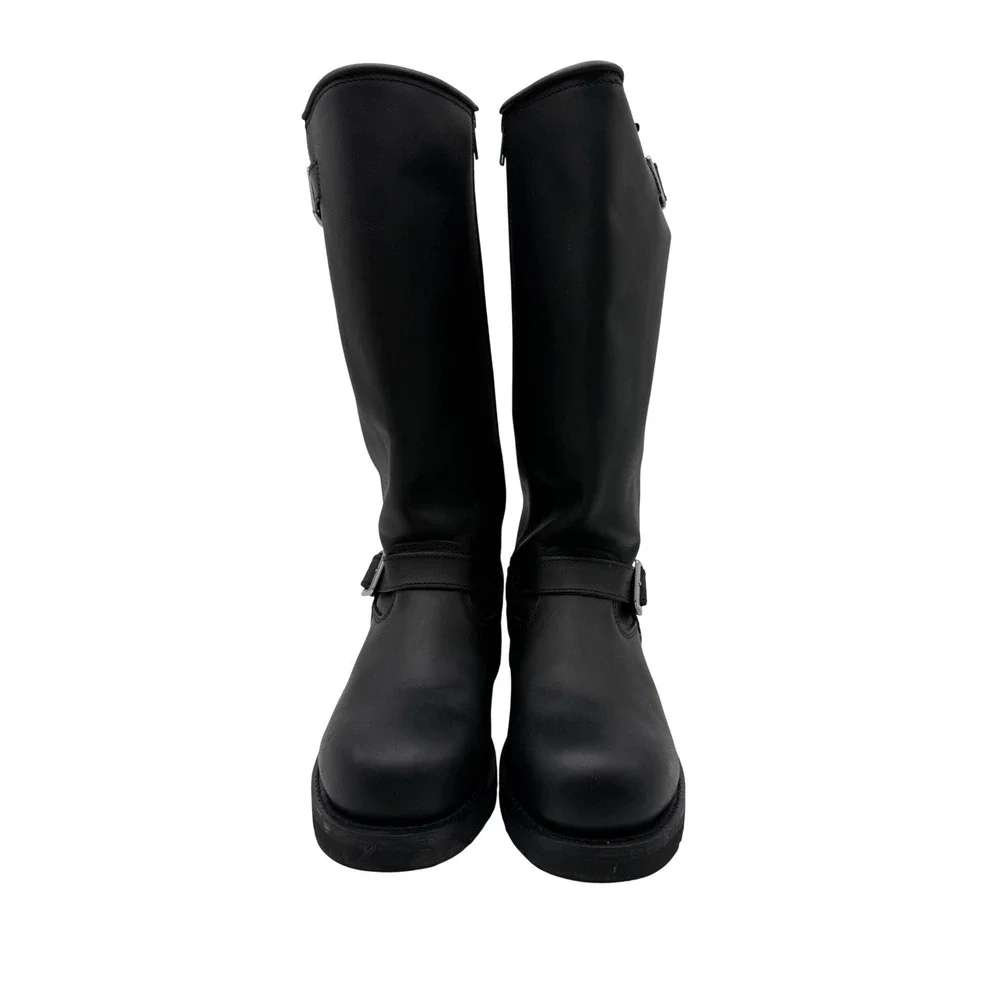 Ride Tecs 1443 Zip Engineer Boots SZ 12 Mens Black Excellent Leather Buckle Side